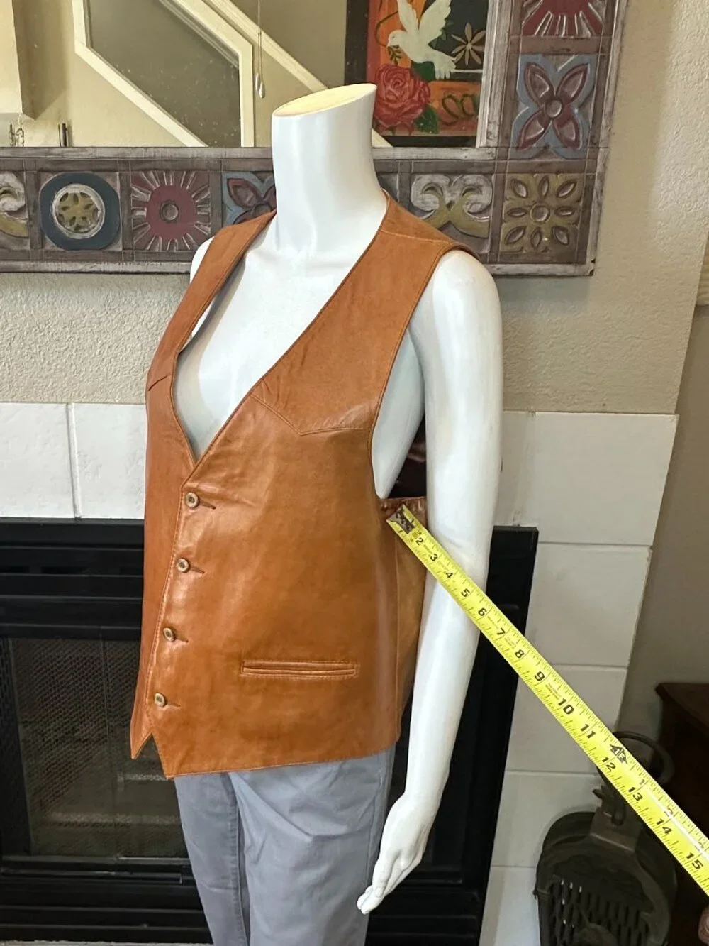 Vtg Remy Leather Fashions Men's Brown soft smooth Vest Size 46 Made in USA